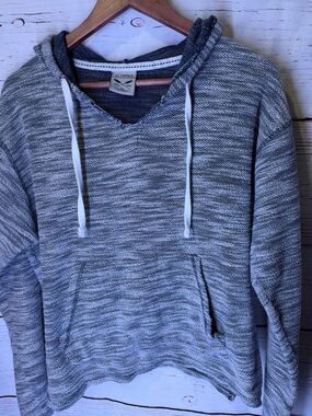 Women’s XL US Vintage Gray Hooded Knit Sweater with Drawstring